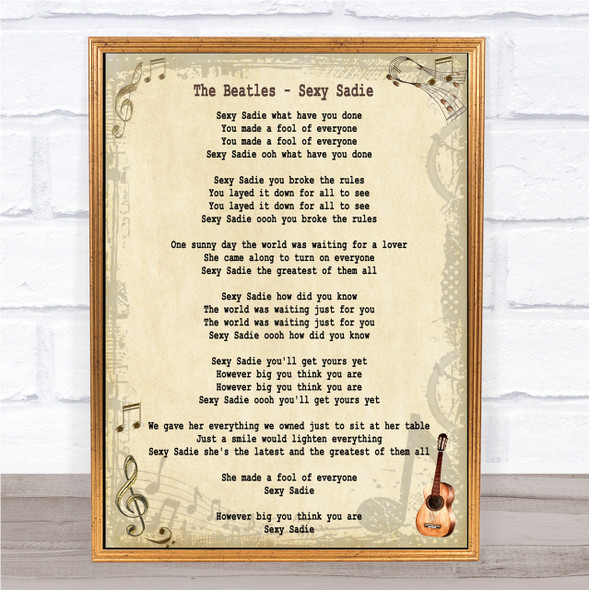 The Beatles Sexy Sadie Song Lyric Quote Print