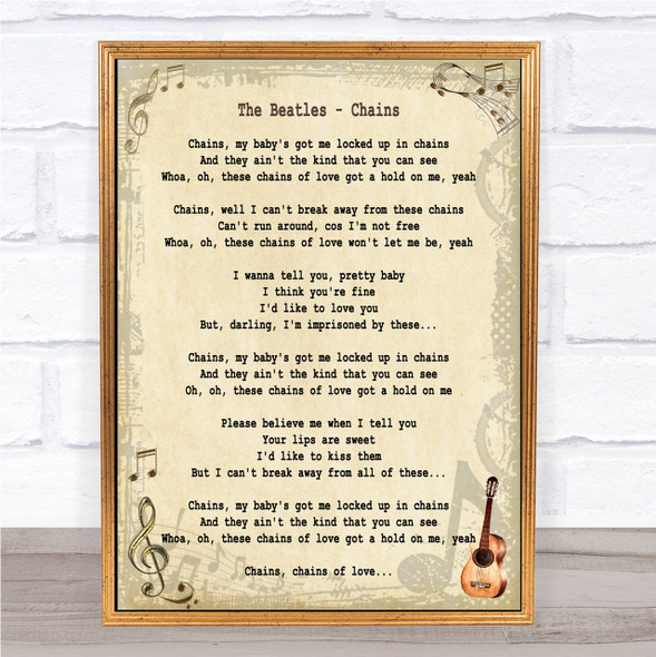 The Beatles Chains Song Lyric Quote Print