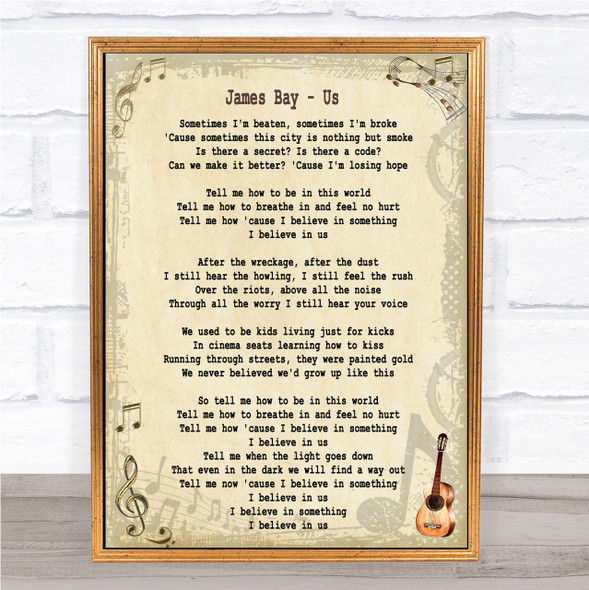 James Bay Us Song Lyric Quote Print