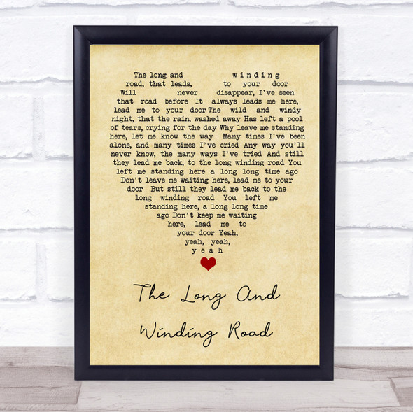 The Long And Winding Road The Beatles Vintage Heart Quote Song Lyric Print