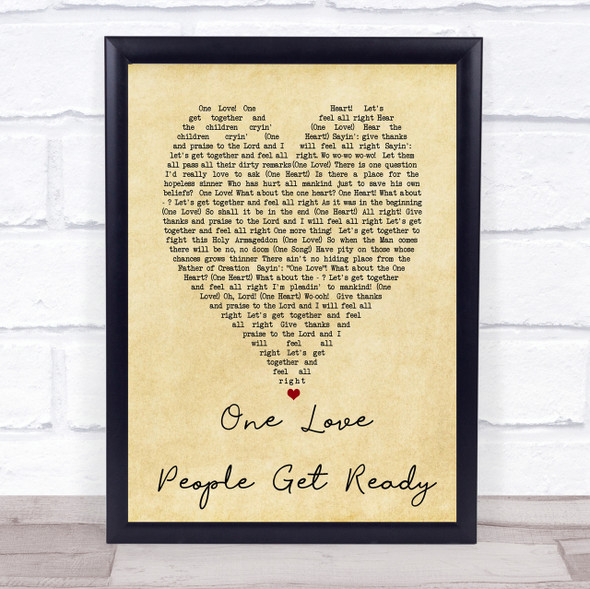 One Love People Get Ready Bob Marley Vintage Heart Quote Song Lyric Print