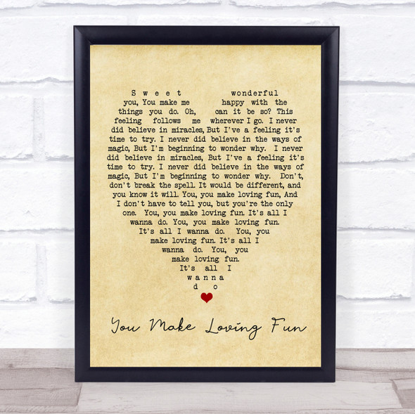 You Make Loving Fun Fleetwood Mac Vintage Heart Quote Song Lyric Print