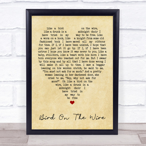 Bird On The Wire Leonard Cohen Vintage Heart Quote Song Lyric Print