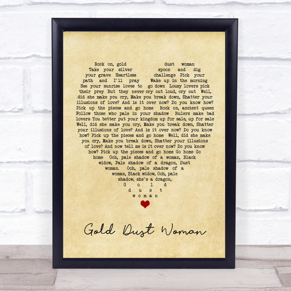 Gold Dust Woman Fleetwood Mac Vintage Heart Quote Song Lyric Print