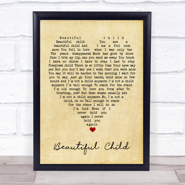 Beautiful Child Fleetwood Mac Vintage Heart Quote Song Lyric Print
