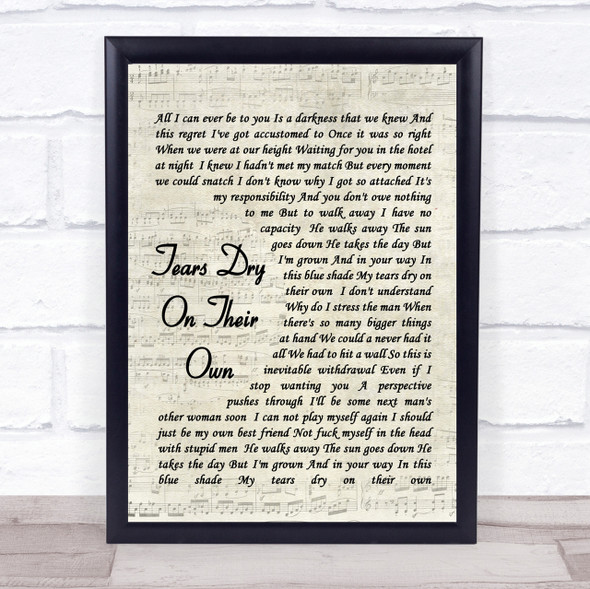 Tears Dry On Their Own Amy Winehouse Script Quote Song Lyric Print