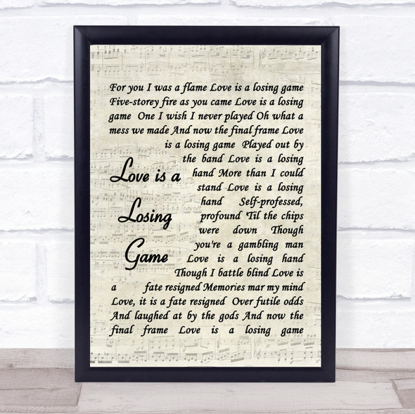 Love Is A Losing Game Amy Winehouse Script Quote Song Lyric Print