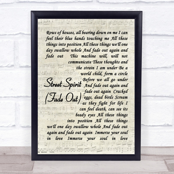 Street Spirit (Fade Out) Radiohead Script Quote Song Lyric Print