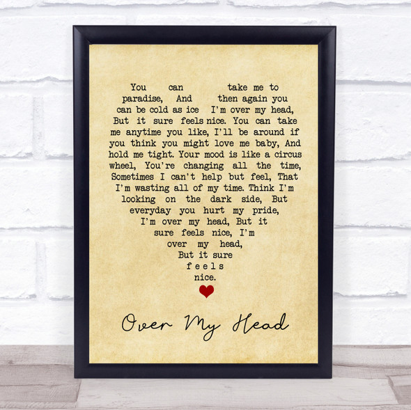 Over My Head Fleetwood Mac Vintage Heart Quote Song Lyric Print