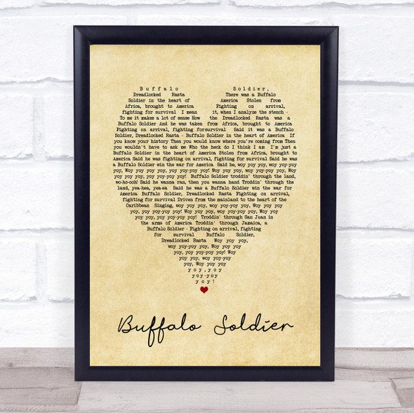 Buffalo Soldier Bob Marley Vintage Heart Quote Song Lyric Print