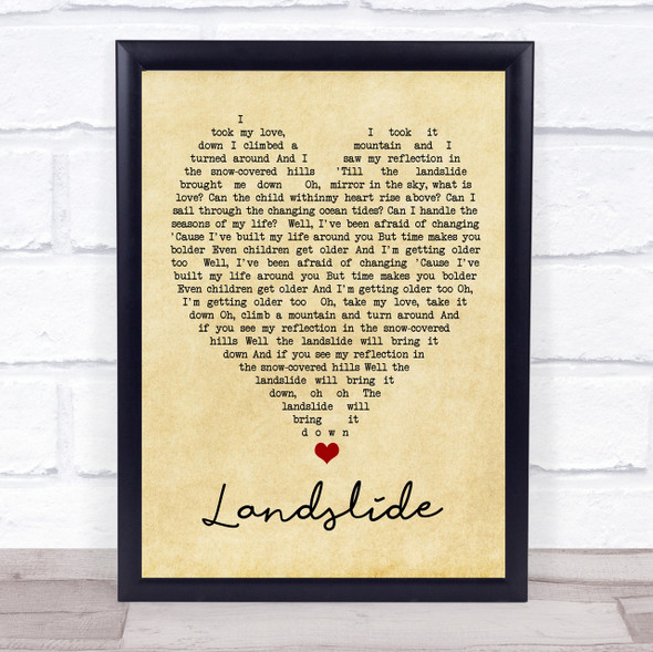 Landslide Fleetwood Mac Vintage Heart Quote Song Lyric Print