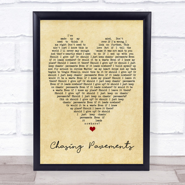 Chasing Pavements Adele Vintage Heart Quote Song Lyric Print