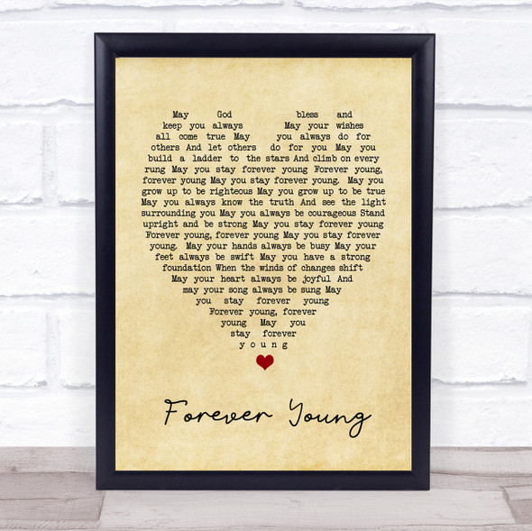 Forever Young Bob Dylan Vintage Heart Quote Song Lyric Print