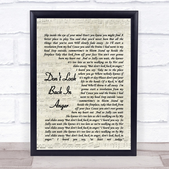 Don't Look Back In Anger Oasis Script Quote Song Lyric Print