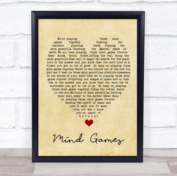 Mind Games John Lennon Vintage Heart Quote Song Lyric Print