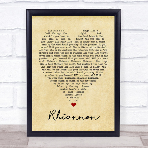 Rhiannon Fleetwood Mac Vintage Heart Quote Song Lyric Print