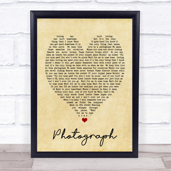 Photograph Ed Sheeran Vintage Heart Quote Song Lyric Print