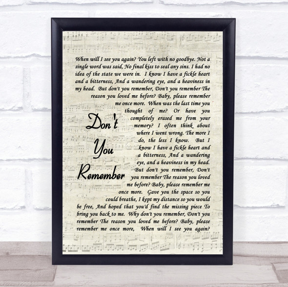 Don't You Remember Adele Script Quote Song Lyric Print