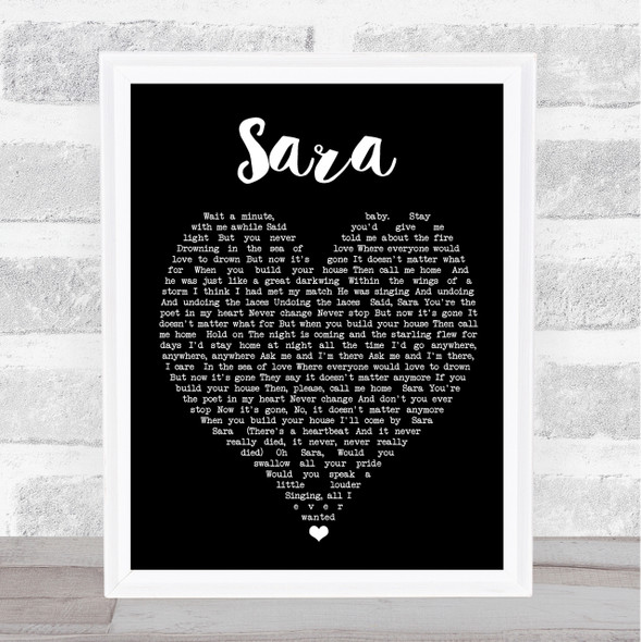 Sara Fleetwood Mac Black Heart Quote Song Lyric Print