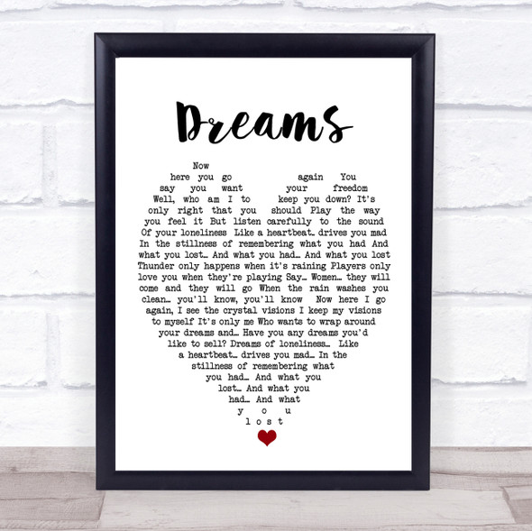 Dreams Fleetwood Mac Quote Song Lyric Heart Print