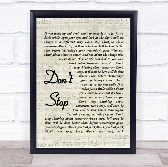 Fleetwood Mac Don't Stop Quote Song Lyric Print