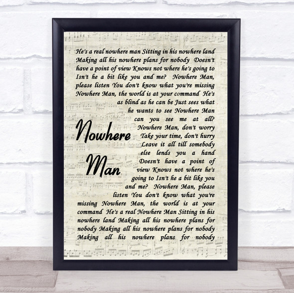 The Beatles Nowhere Man Quote Song Lyric Print