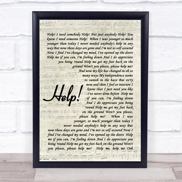 The Beatles Help Quote Song Lyric Print