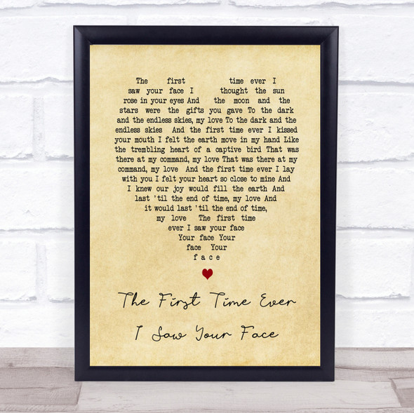 The First Time Ever I Saw Your Face Roberta Flack Vintage Heart Song Lyric Print
