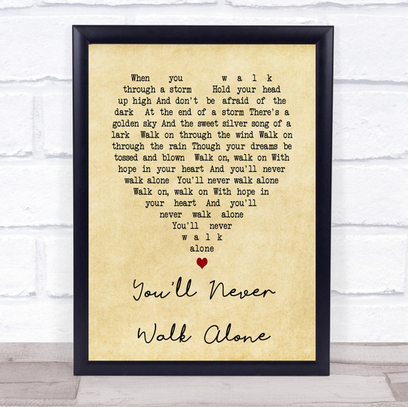 You'll Never Walk Alone Gerry And The Pacemakers Vintage Heart Song Lyric Print