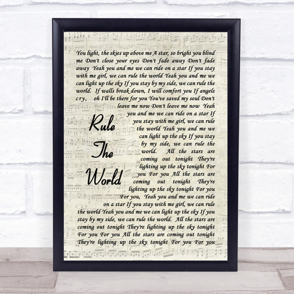 Rule The World Take That Song Lyric Vintage Script Quote Print