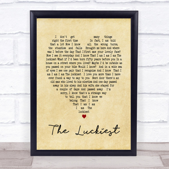 The Luckiest Ben Folds Vintage Heart Song Lyric Quote Print