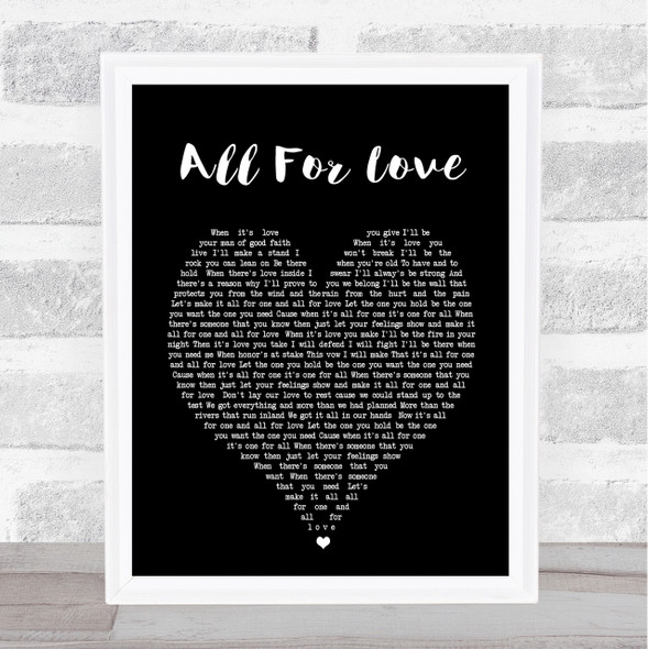 All For Love Rod Stewart Black Heart Song Lyric Quote Print
