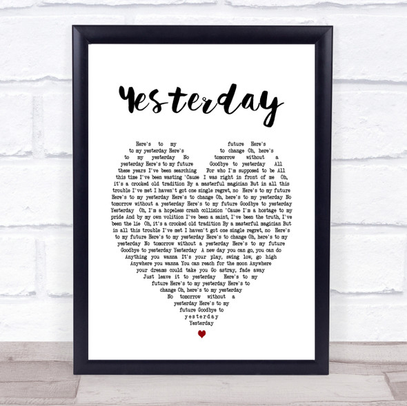 Yesterday Imagine Dragons Heart Song Lyric Quote Print