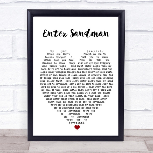 Enter Sandman Metallica Heart Song Lyric Quote Print