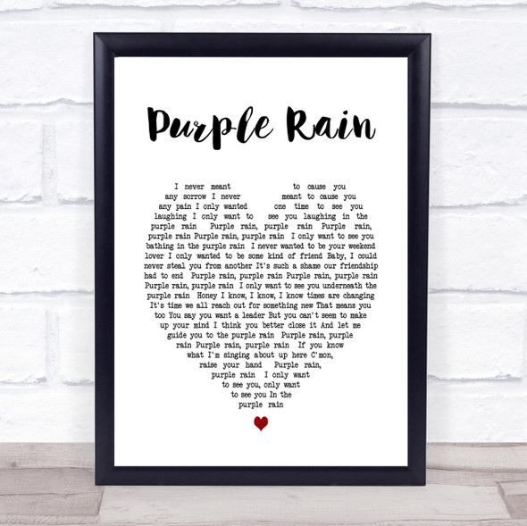 Purple Rain Prince Heart Song Lyric Quote Print