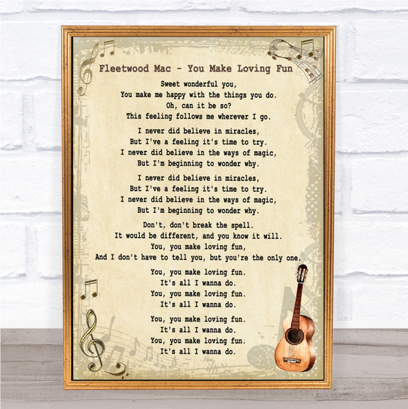 Fleetwood Mac You Make Loving Fun Song Lyric Vintage Quote Print