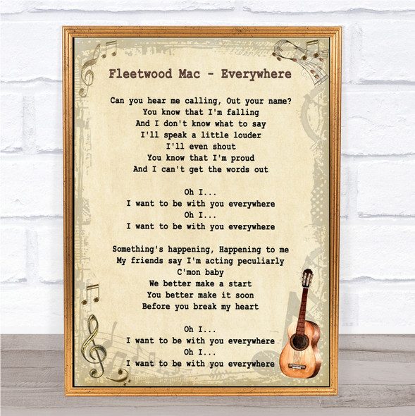 Fleetwood Mac Everywhere Song Lyric Vintage Quote Print