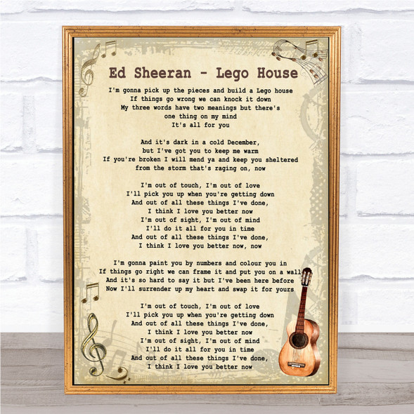 Ed Sheeran Lego House Song Lyric Vintage Quote Print