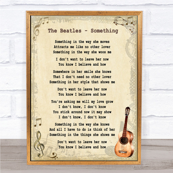 The Beatles Something Song Lyric Vintage Quote Print