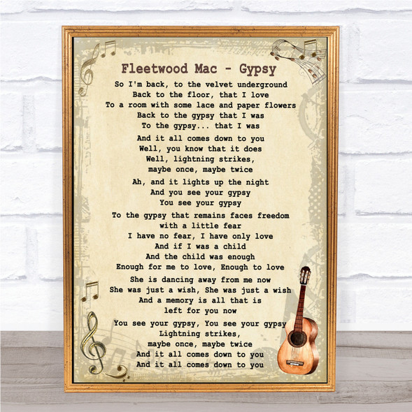 Fleetwood Mac Gypsy Song Lyric Vintage Quote Print