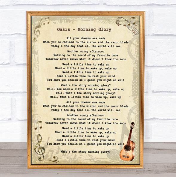 Oasis Morning Glory Song Lyric Vintage Quote Print