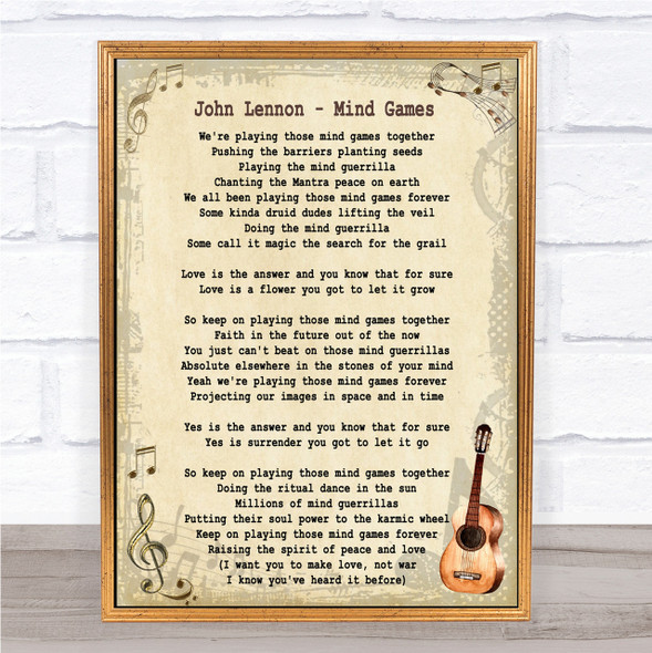John Lennon Mind Games Song Lyric Vintage Quote Print