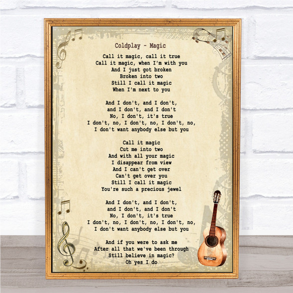 Coldplay Magic Song Lyric Vintage Quote Print