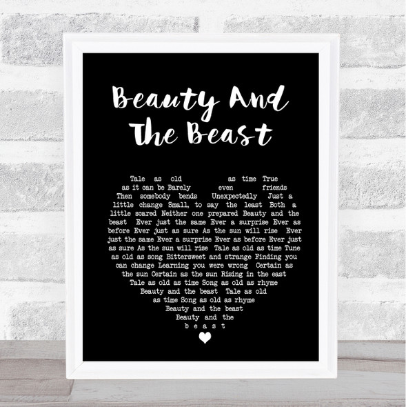 Celine Dione Beauty And The Beast Black Heart Song Lyric Quote Print