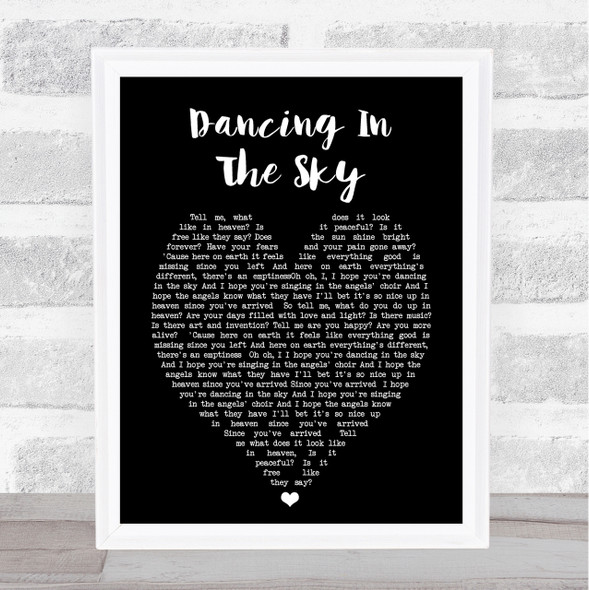 Dani And Lizzy Dancing In The Sky Black Heart Song Lyric Quote Print