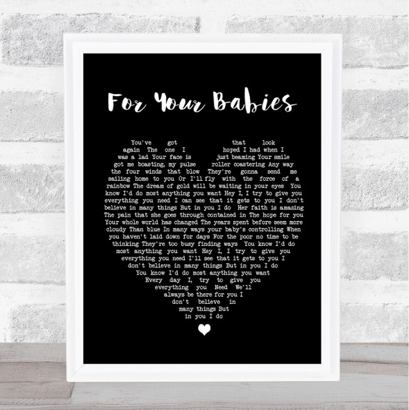 Simply Red For Your Babies Black Heart Song Lyric Quote Print