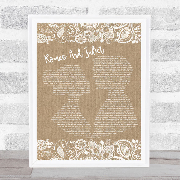 Dire Straits Romeo And Juliet Burlap & Lace Song Lyric Quote Print