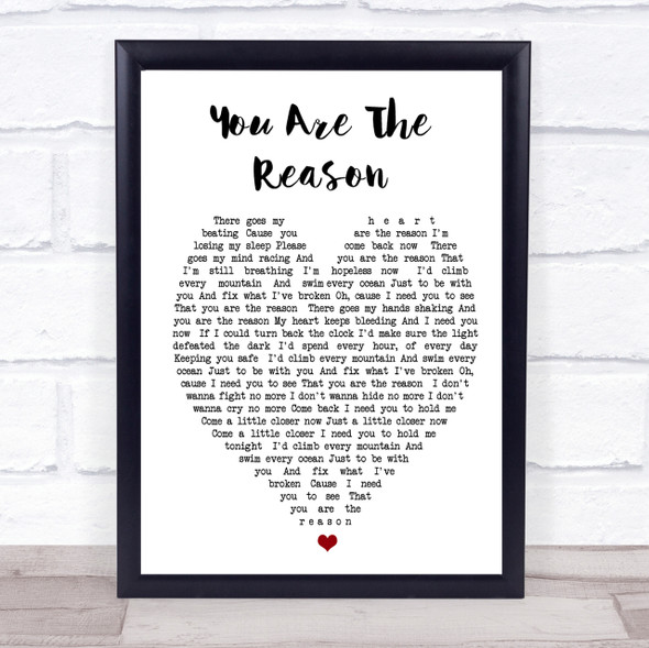 Calum Scott You Are The Reason Heart Song Lyric Quote Print