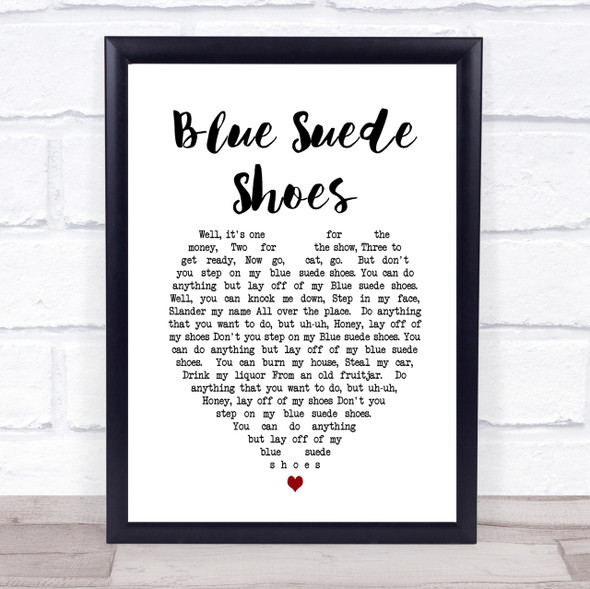 Elvis Presley Blue Suede Shoes Heart Song Lyric Print