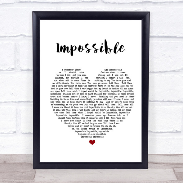 James Arthur Impossible Heart Song Lyric Quote Print